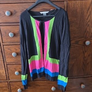PETER NYGARD Colorful Striped Cardigan. Sz XL